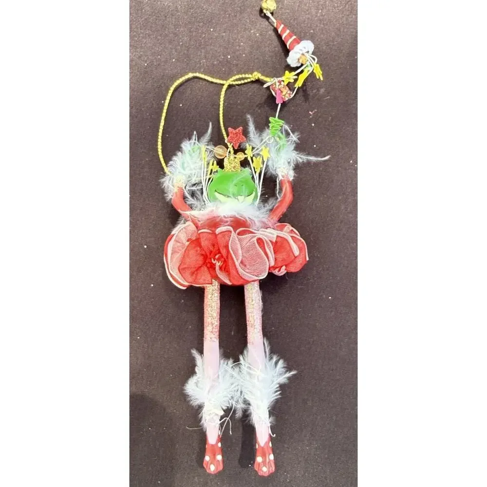 Vintage Katherines Collection Dangle Leg Fancy Frog Christmas Ornament Rare! K2